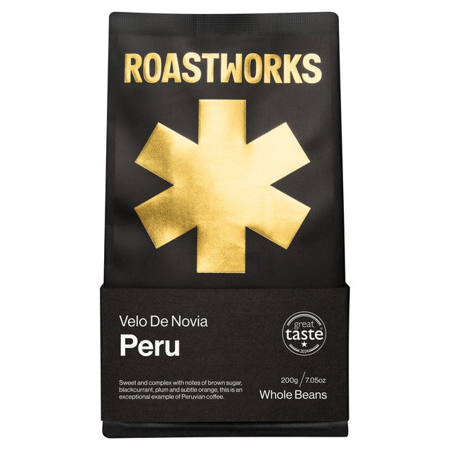 Roastworks Peru whole bean coffee, imported from the UK