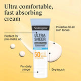 Neutrogena Ultra Sheer Face Sunscreen Hydrating Cream SPF50, imported from the UK