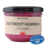 Natoora beetroot hummus with cumin 185g, imported from the UK