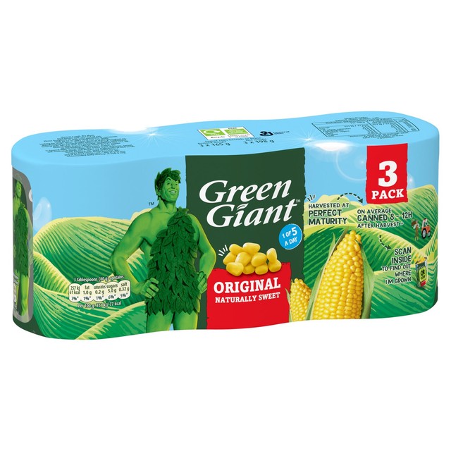 Green Giant Original Sweetcorn 3 x 198g, UK version