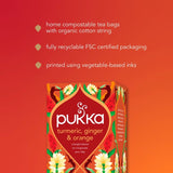 Pukka Turmeric Ginger Orange tea bags x20, imported from the UK