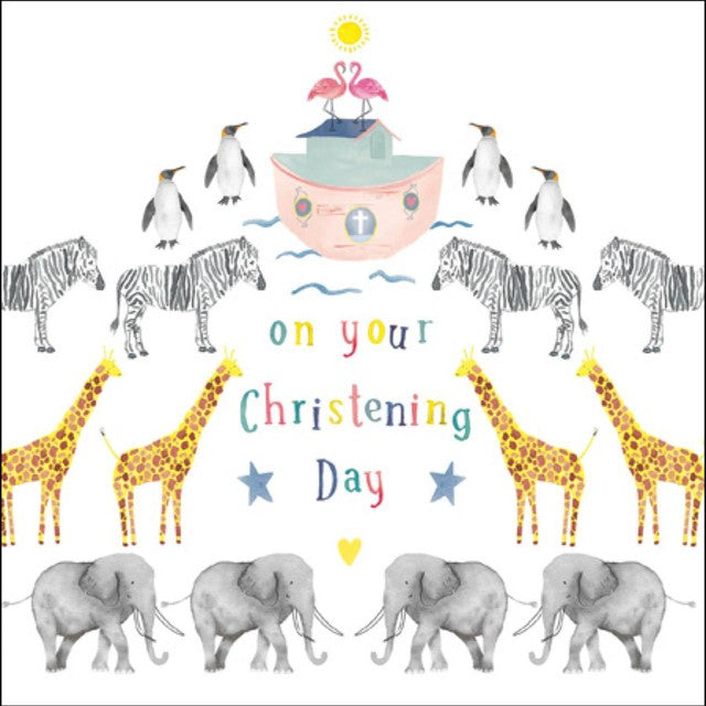 Woodmansterne Noahs Ark Christening Card, imported from the UK