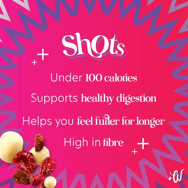 Whitworths Shots fruity biscuit snack with dried fruit and white chocolate 100g (British brand)