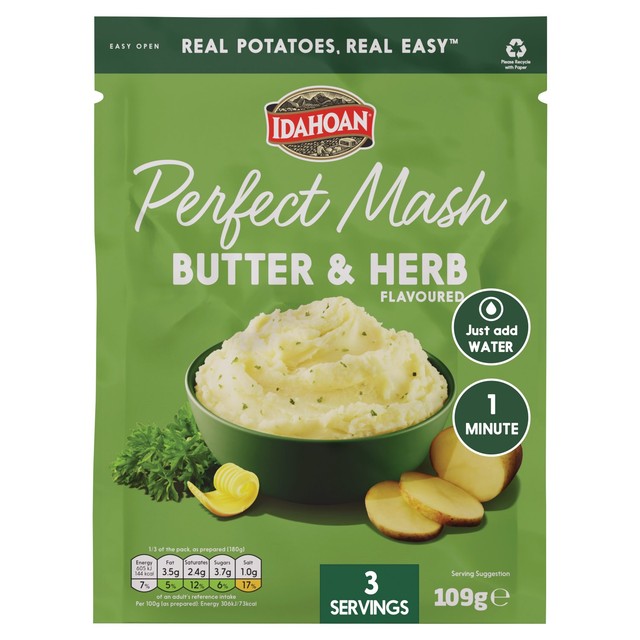 Idahoan Butter & Herb Instant Mashed Potatoes 109g, UK version