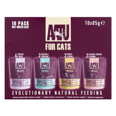 M&S AATU Adult Cat Food Wet Pouches Variety Pack 10 x 85g- Buy online at McGrocer