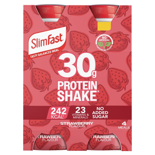 Slim Fast Strawberry Protein Shake 4 x 325ml (British brand)