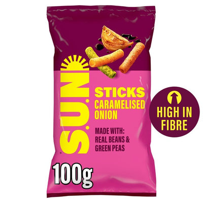 Off the Eaten Path Karamellisierte Zwiebel & Balsamico-Essig Bohnen- und Erbsen-Chip-Sticks 100g