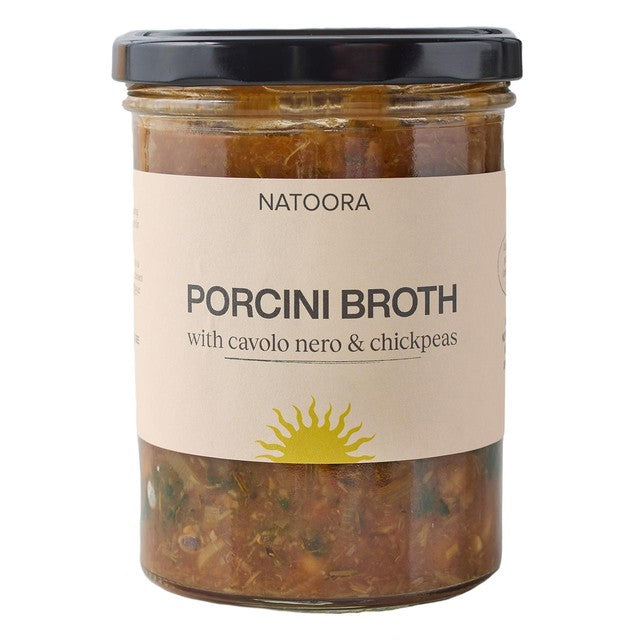 Natoora porcini broth with cavolo nero chickpeas 350g, imported from the UK