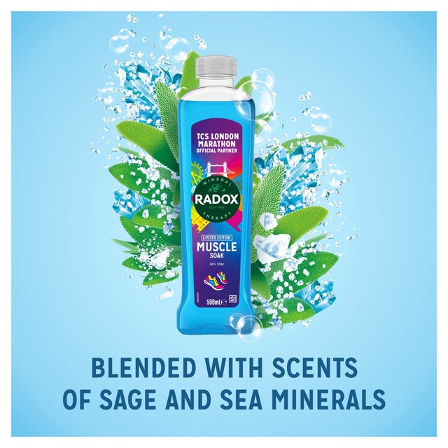 Radox muscle soak bath soak with sea minerals and sage 500ml, imported from the UK
