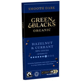 Green & Black's dark chocolate bar with hazelnuts and currants - British product