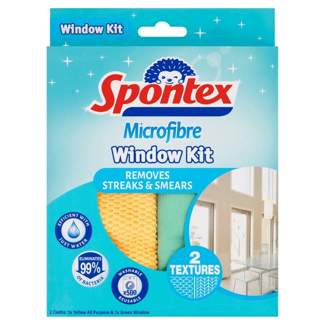 Spontex Microfibre Window Kit 2 pack (British brand)