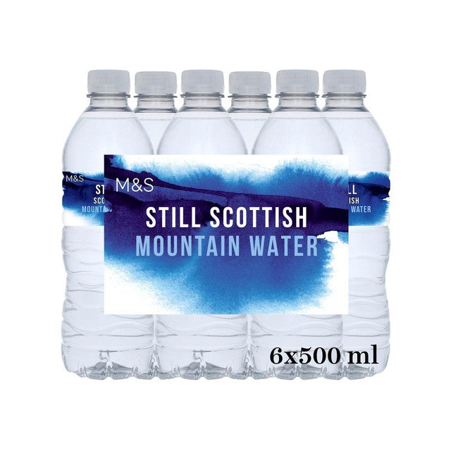 M&S Still Scottish Mountain Water bottled water 6x500ml, imported from the UK