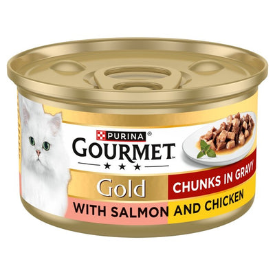 M&S Gourmet Gold Chunks in Gravy Salmon and Chicken Wet Cat Food 85g- Buy online at McGrocer