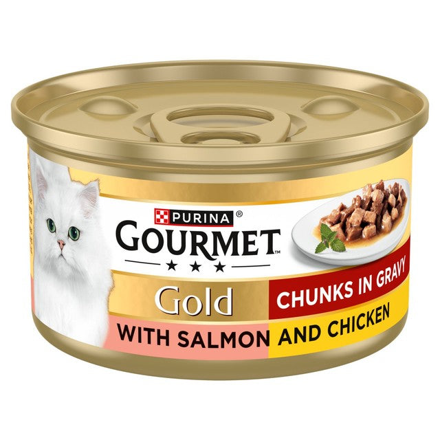 Gourmet Gold Chunks in Gravy cat food salmon chicken 85g, UK version