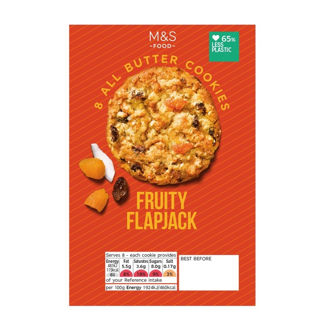 M&S Fruity Flapjack Cookies 200g, imported from the UK