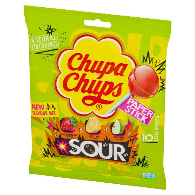 Chupa Chups sour lollipops fruit mix 10 pack - British product