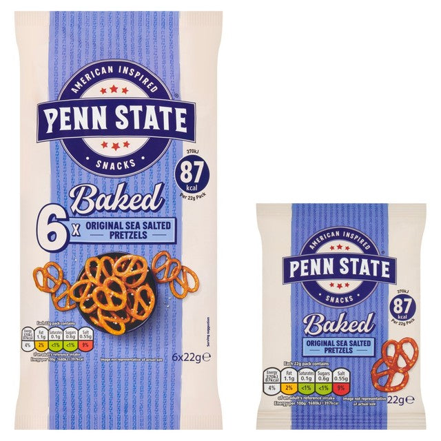 Penn State sea salted pretzels 132g multipack, imported from the UK