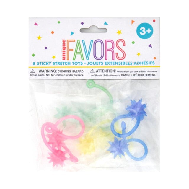 Unique Party Starburst Sticky Stretch Toys 8 per pack (British brand)