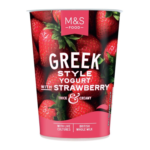 M&S Greek style yogurt with strawberry 450g, imported from the UK