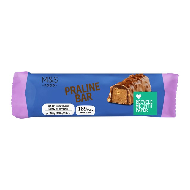M&S hazelnut praline chocolate bar 33g, imported from the UK
