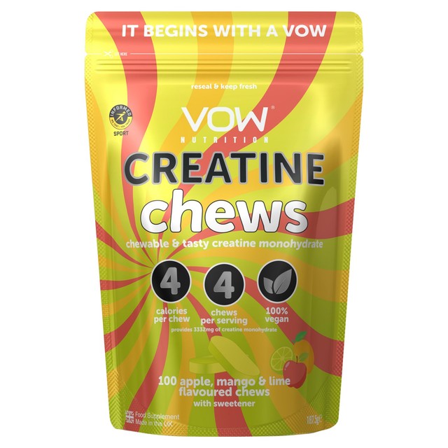 Vow Nutrition creatine chews apple mango & lime 184g (British brand)