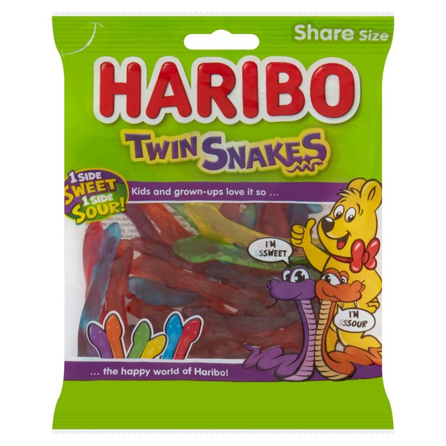 Haribo Twin Snakes sweets with sweet and sour flavours 160g, UK version