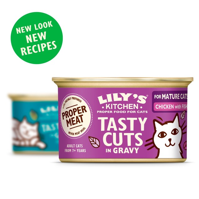 Lily's Kitchen chicken and fish cat food for mature cats 85g can, UK version