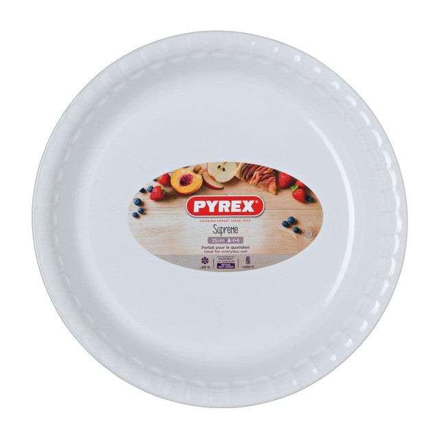 Pyrex ceramic pie dish white 25cm, imported from the UK