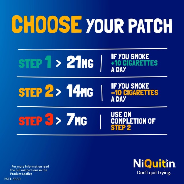 Patch Clair NiQuitin CQ 21 mg Étape 1, importé du Royaume-Uni