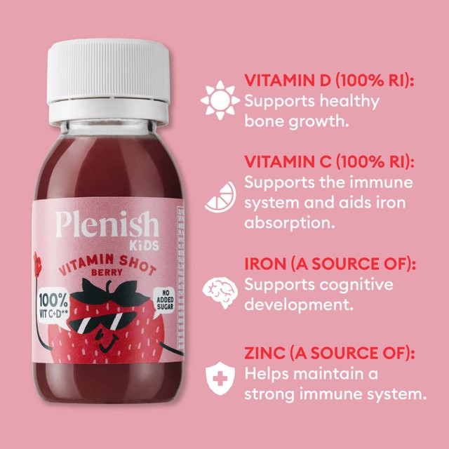 PLENISH Kids Strawberry Shot 60ml, imported from the UK