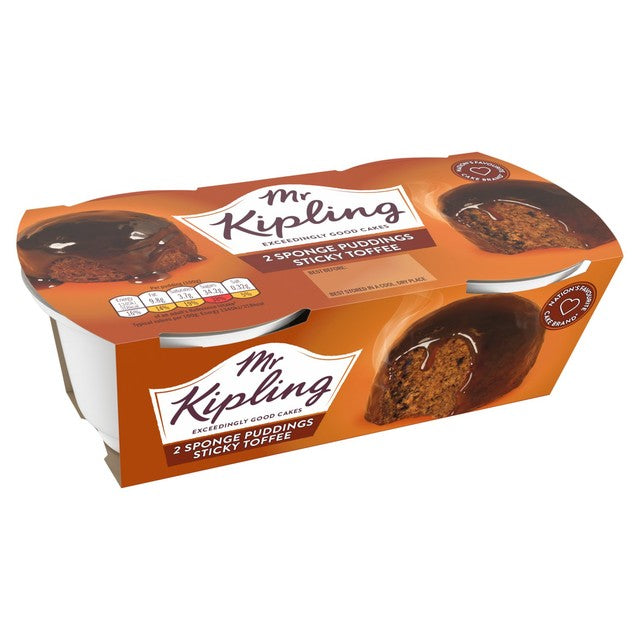 Mr Kipling sticky toffee sponge pudding 2 pack, imported from the UK