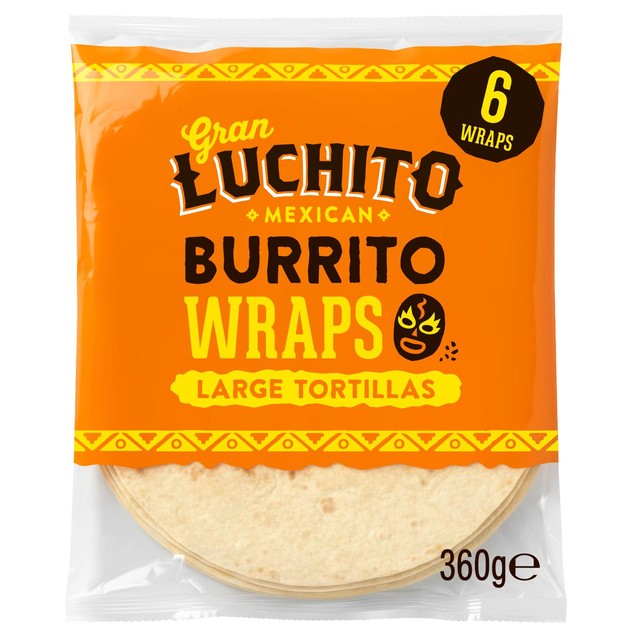 Gran Luchito soft burrito tortilla wraps large 6 pack, UK version