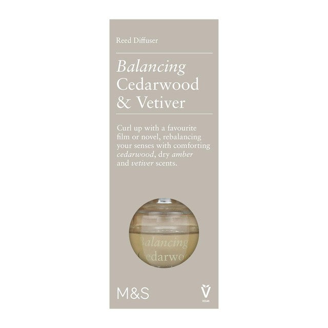 M&S Cedarwood Vetiver Reed Diffuser 80ml, imported from the UK