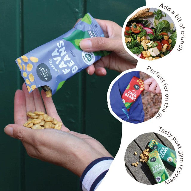 Honest Bean roasted fava bean snack sea salt and cider vinegar 40g, UK version
