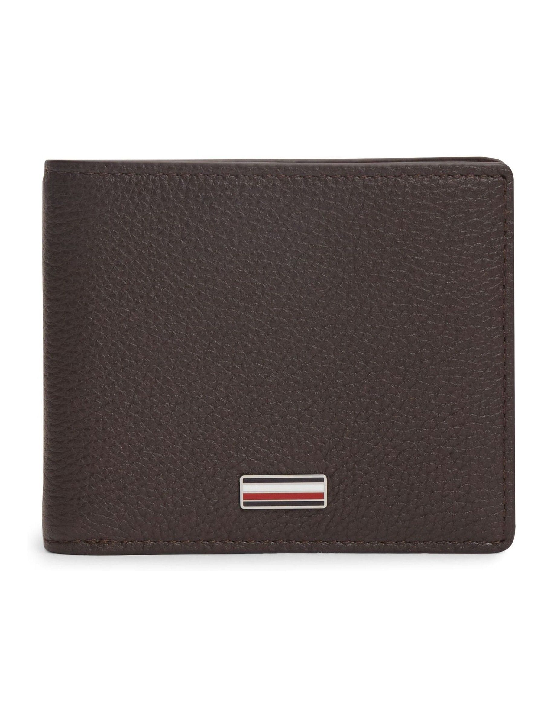 Tommy Hilfiger brown leather bifold wallet with signature plaque - British product