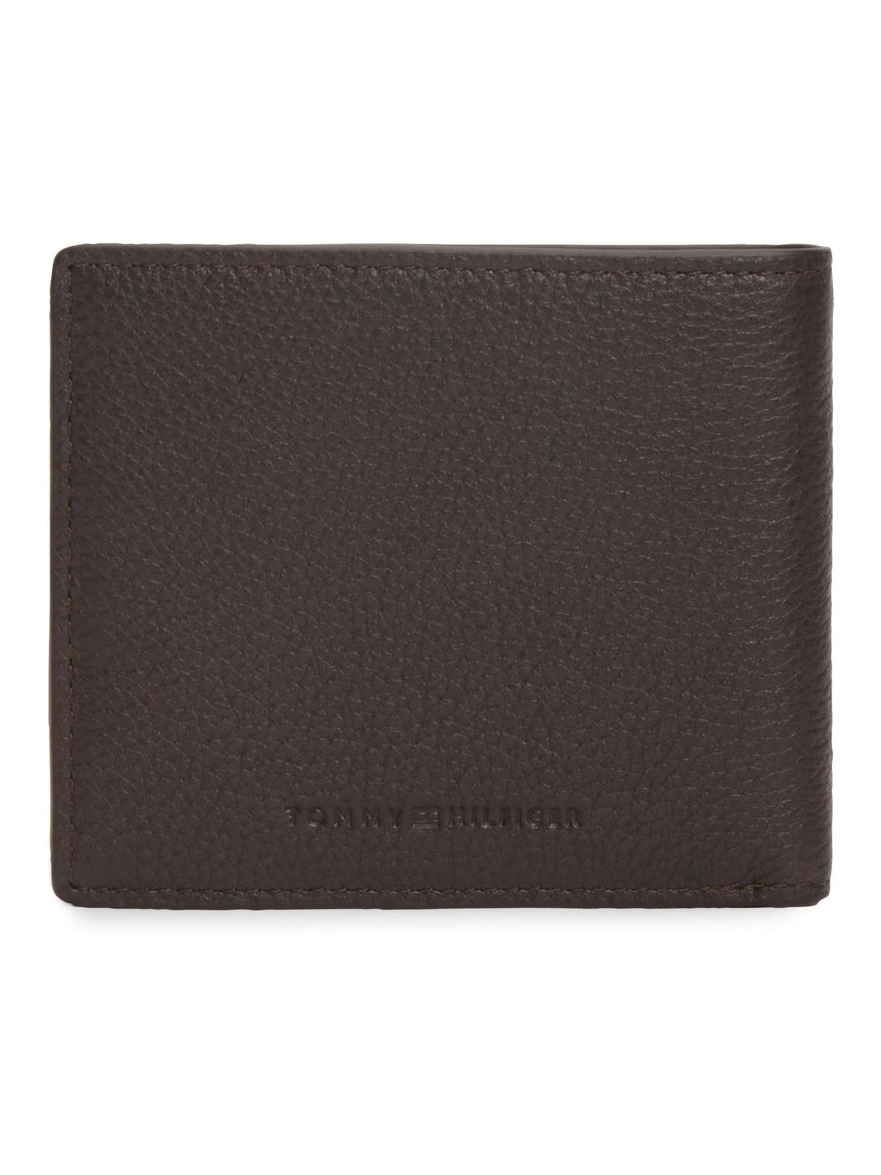 Tommy Hilfiger brown leather bifold wallet with signature plaque - British product