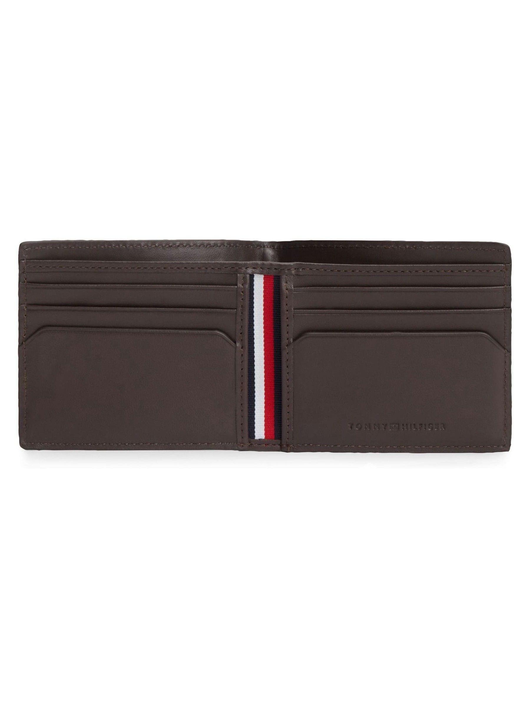 Tommy Hilfiger brown leather bifold wallet with signature plaque - British product