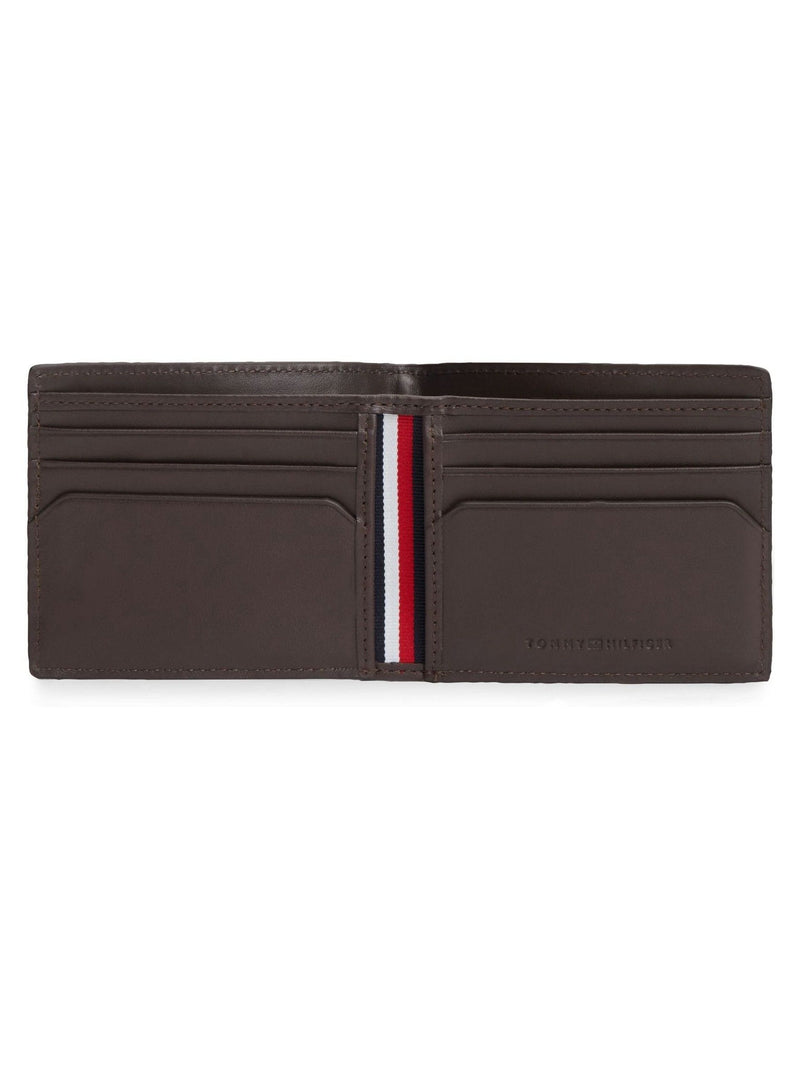 Tommy Hilfiger brown leather bifold wallet with signature plaque - British product