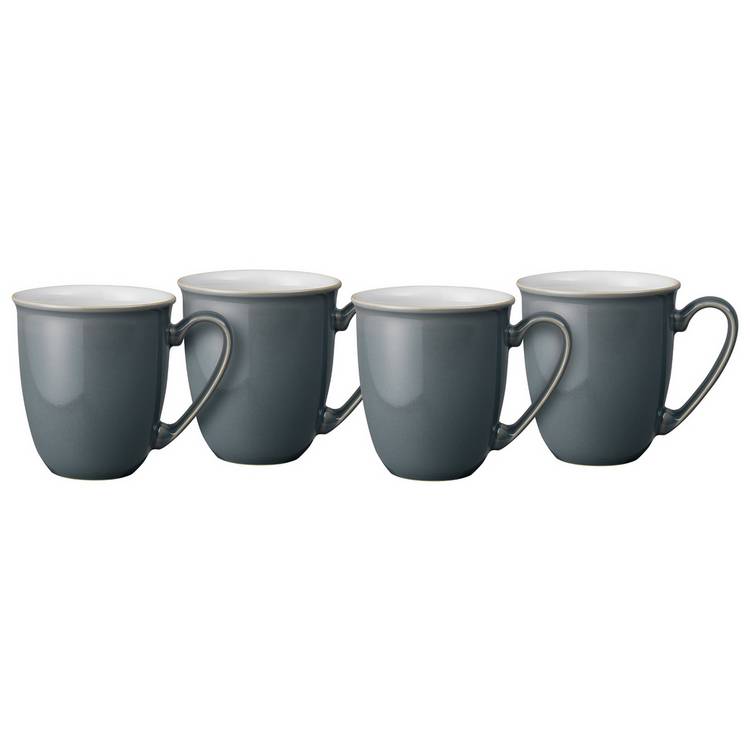 Denby stoneware mugs fossil grey set of 4 each 300ml, UK version