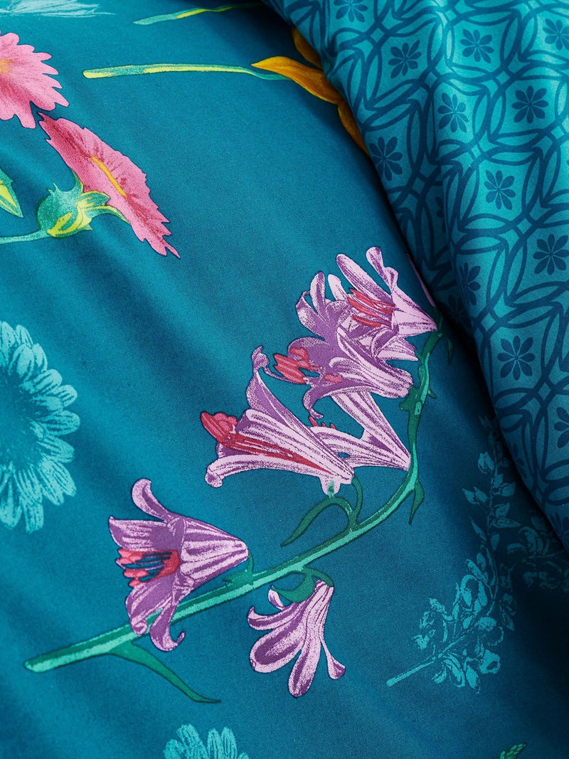 Dreams & Drapes Blue Ingrid Floral duvet cover and pillowcase set - British product