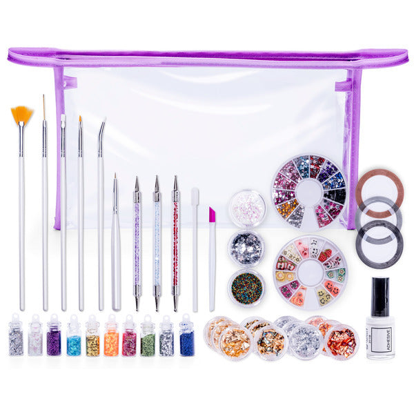 Rio Nail Art Starter Kit with tools and decorations, imported from the UK