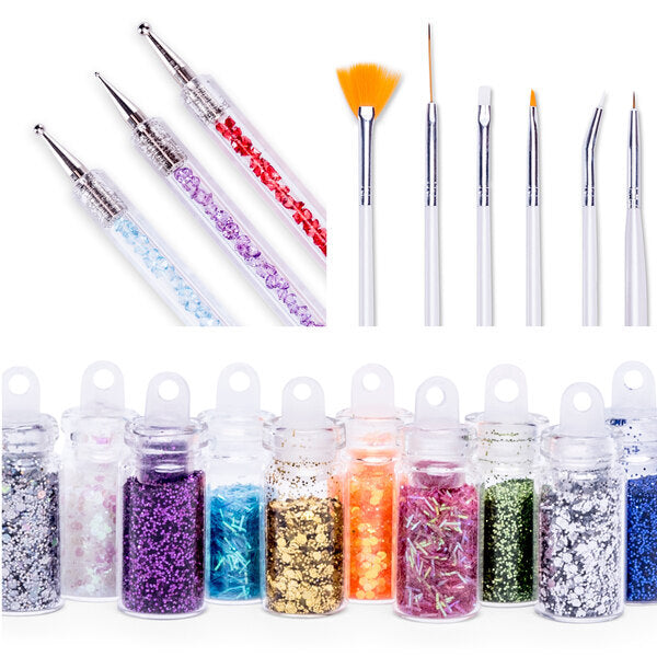 Rio Nail Art Starter Kit with tools and decorations, imported from the UK