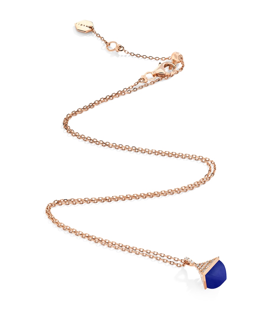 MARLI New York rose gold pendant necklace with diamonds and lapis lazuli - British brand