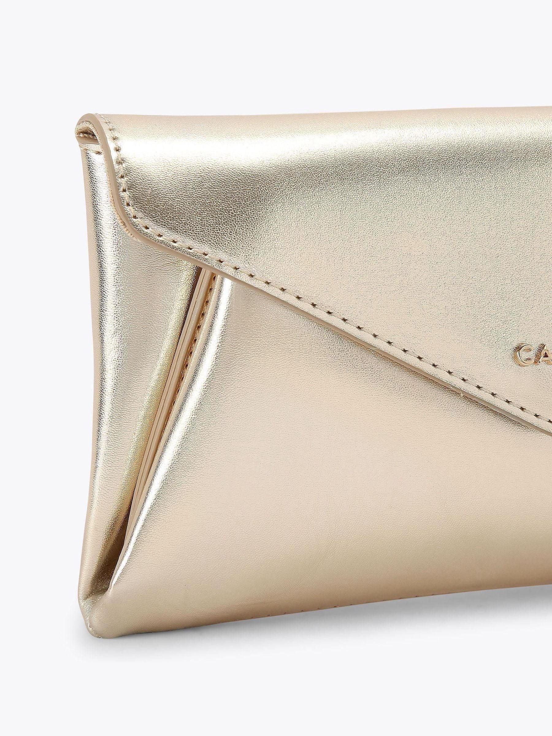 Carvela Gold Megan envelope clutch bag, imported from the UK