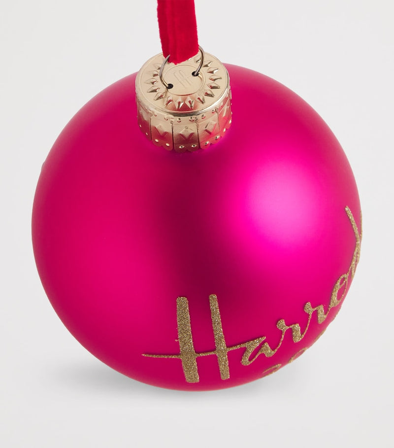 2025 Glass Festive Bauble with Velvet Hanging Loop