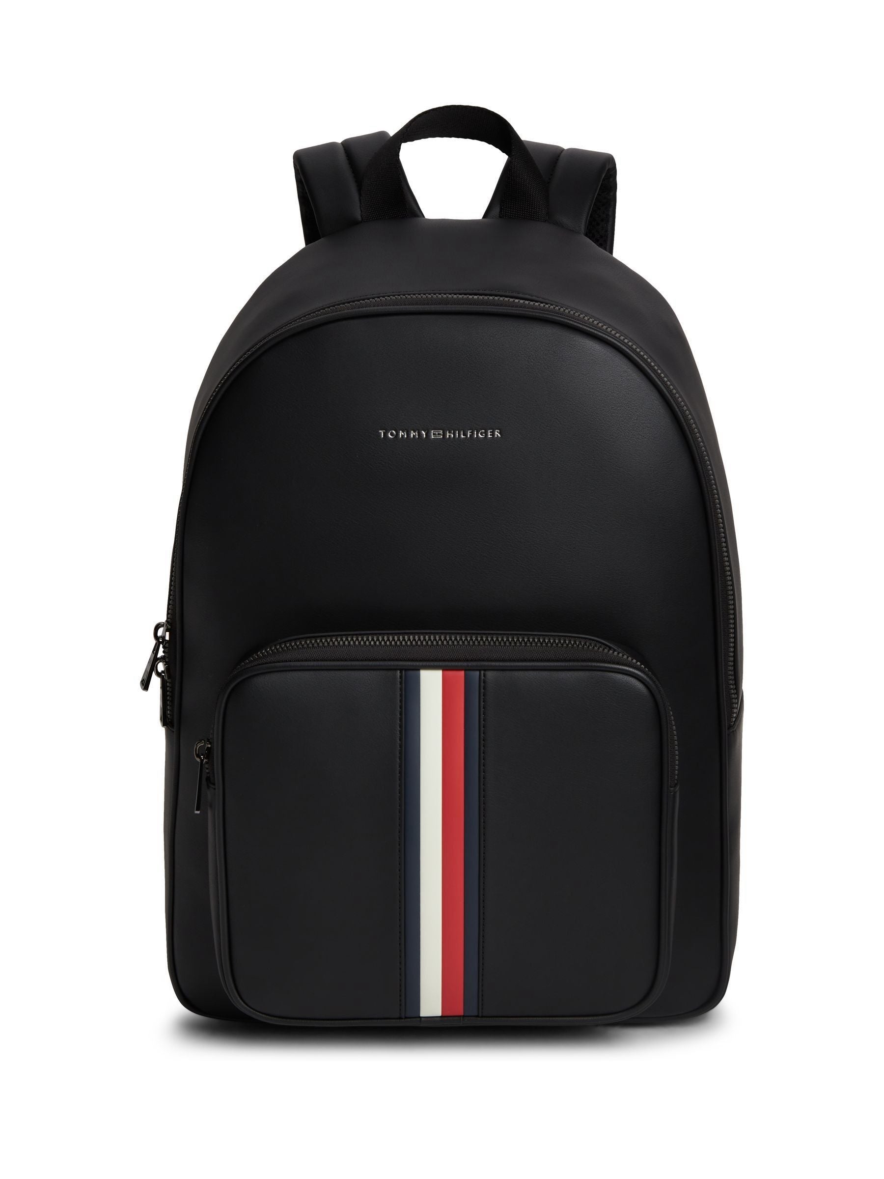 Tommy Hilfiger black dome backpack with signature tape and logo, UK version
