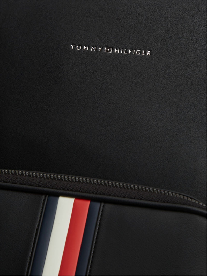 Tommy Hilfiger black dome backpack with signature tape and logo, UK version