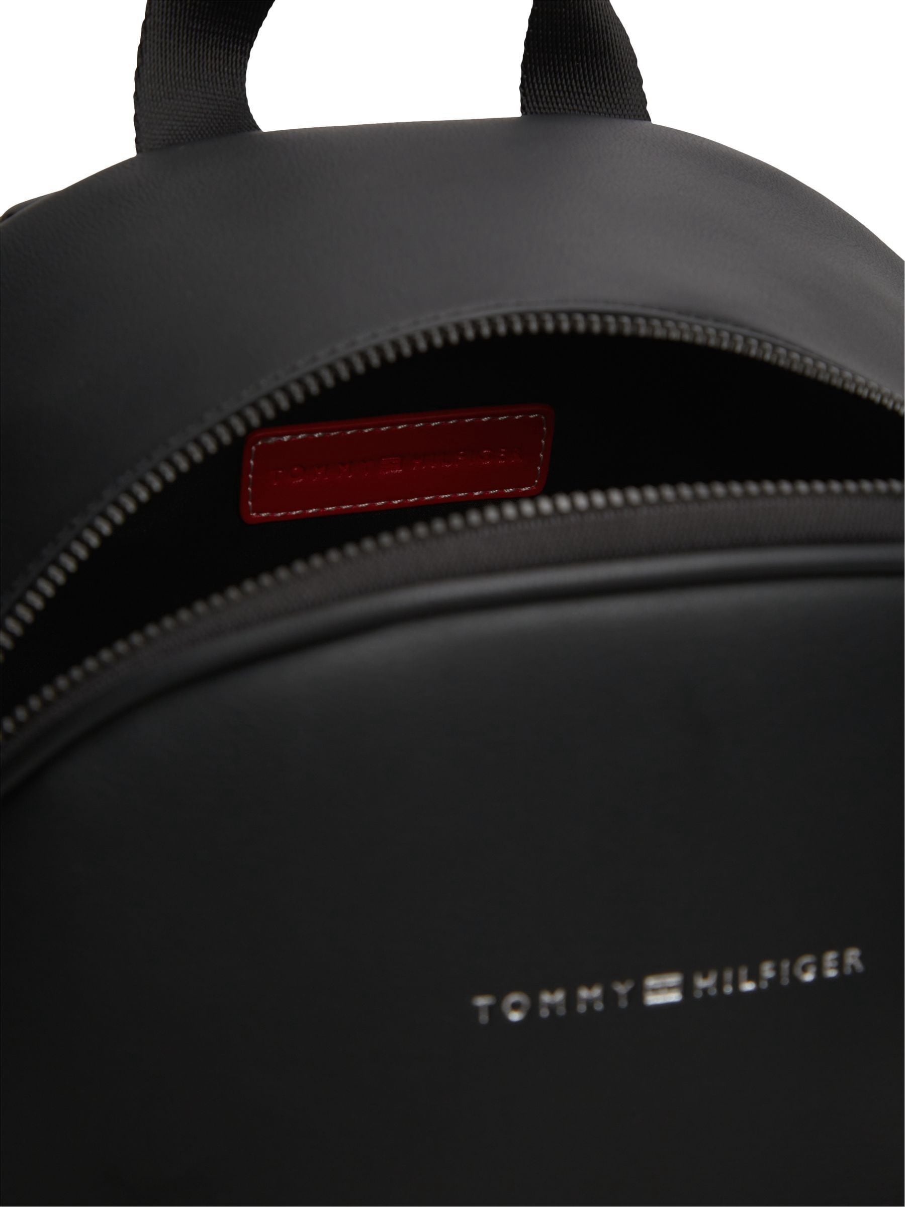 Tommy Hilfiger black dome backpack with signature tape and logo, UK version