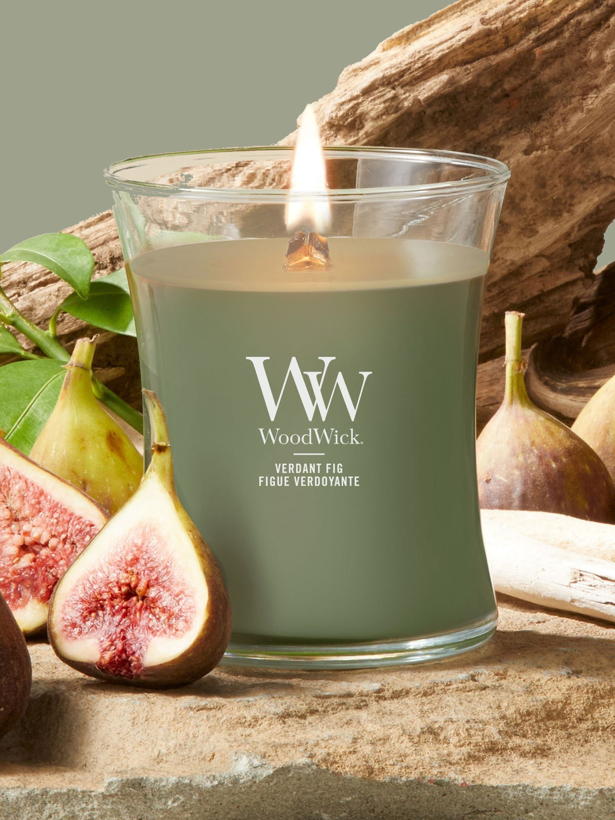 WoodWick Green Medium Hourglass 1-Wick Large Candle - Verdant Fig