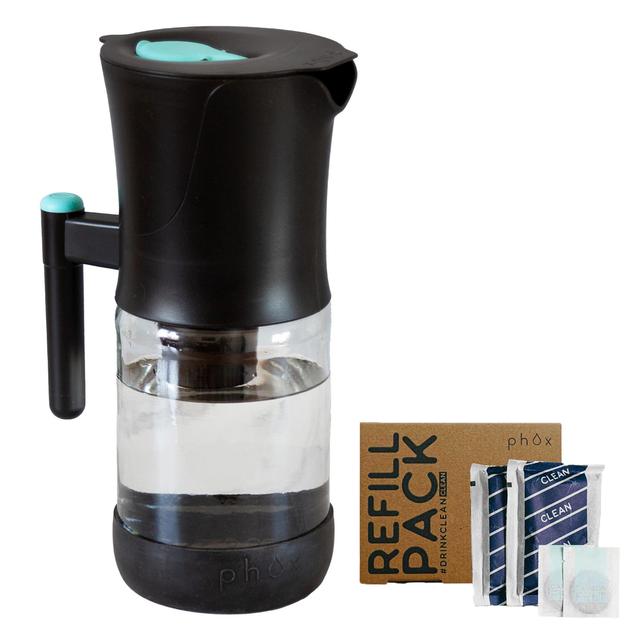 Phox Water V2 - 2.2L Glass Water Filter Jug & 3 Month Clean Filter Pack